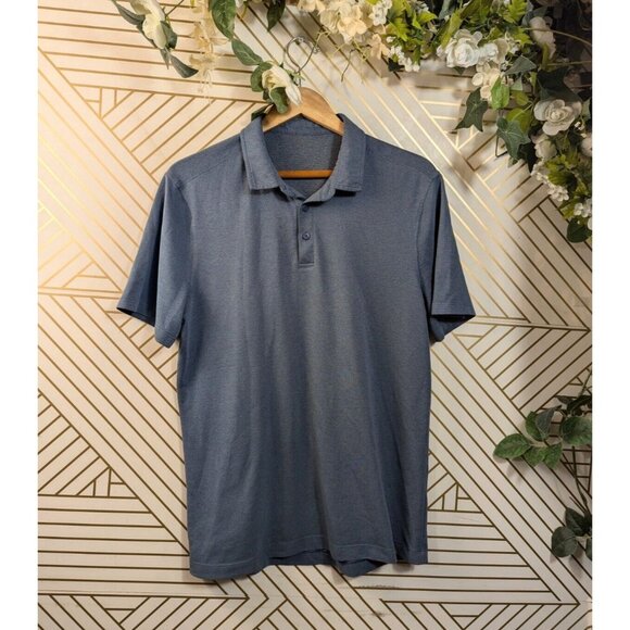 Lululemon Men's Athletic Polo Shirt Blue Performance Lightweight Collar Large? - Picture 1 of 6
